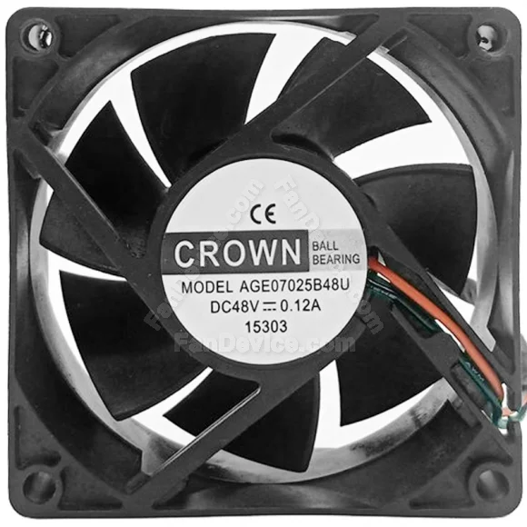 CROWN AGE07025B48U DC 48V 0.12A 2 Wires Ball Bearing Cooling Fan