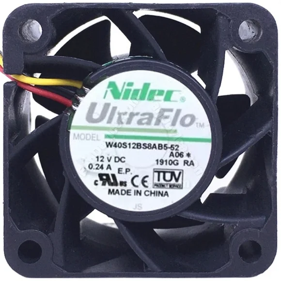 Nidec W40S12BS8AB5-52 DC 12V 0.24A 3 Wires Axial Cooling Fan