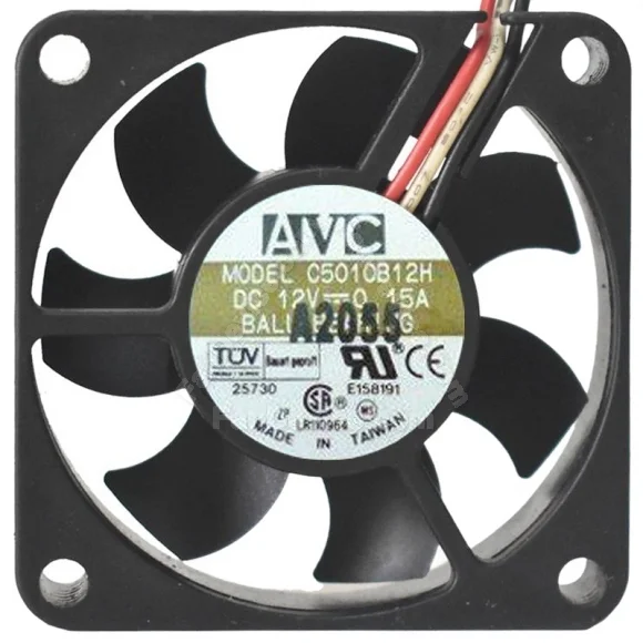 AVC C5010B12H DC 12V 0.15A 3 Wires Ball Bearing Axial Cooling Fan