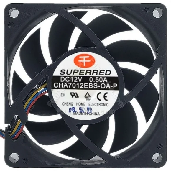 SuperRed CHA7012EBS-OA-P DC 12V 0.50A 4 Wires Axial Cooling Fan