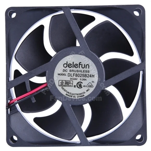 Delefun DLF8025B24H 24V 0.26A DC Brushless 2 Wires Axial Cooling Fan
