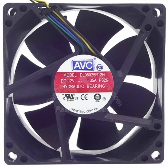 AVC DL08025R12H 12V 0.35A 4 Wires Hydraulic Bearing PWM Cooling Fan