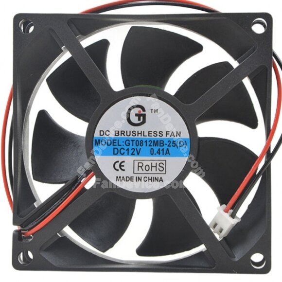 GT0812MB-25 DC 12V 0.41A 2 Wires / 3 Wires Brushless Axial Cooling Fan