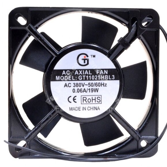 GT11025HBL3 AC 380V 0.06A 19W 2 Wires 11025 Axial Cooling Fan