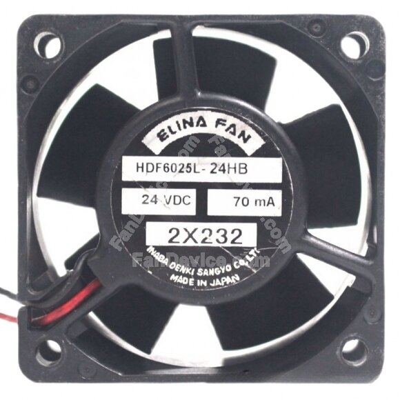 ELINA FAN HDF6025L-24HB DC 24V 70mA 2 Wires 2X232 Axial Cooling Fan