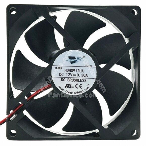 HXH HDH0912UA DC 12V 0.30A 2 Wires 9225 Brushless Axial Cooling Fan