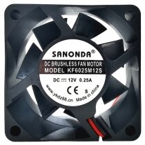 SANONDA KF6025M12S DC 12V 0.25A 2 Wires Brushless Axial Cooling Fan
