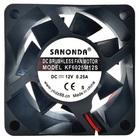 SANONDA KF6025M12S DC 12V 0.25A 2 Wires Brushless Axial Cooling Fan