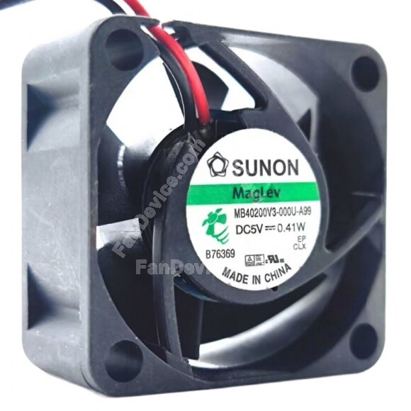 Sunon Maglev MB40200V3-000U-A99 DC 5V 0.41W 2 Wires Axial Cooling Fan