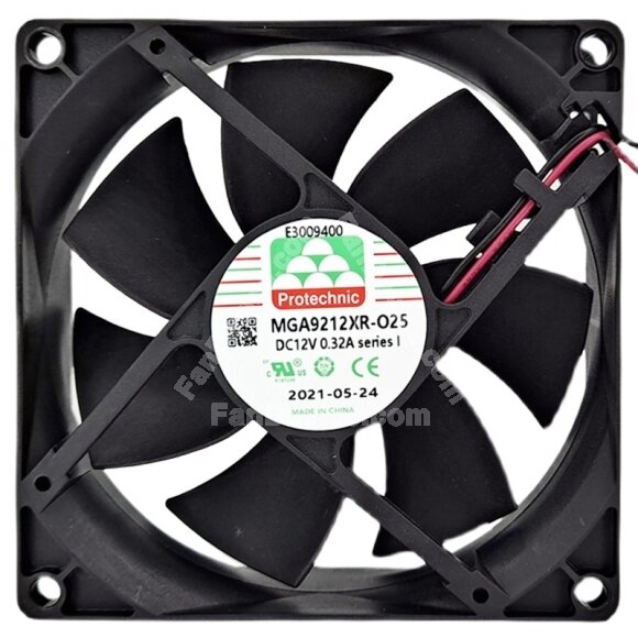 Protechnic MGA9212XR-O25 DC 12V 0.32A 2 Wires 2900RPM Axial Cooling Fan