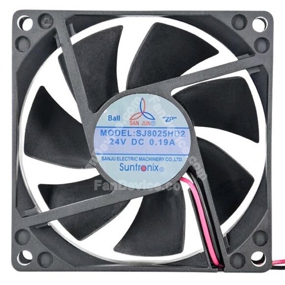 SAN JUN SJ8025HD2 DC 24V 0.19A 2 Wires Axial Cooling Fan