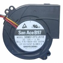 Sanyo Denki 9BMB12P2J618 DC 12V 3.8A 4 Wires 55CFM Blower Cooling Fan