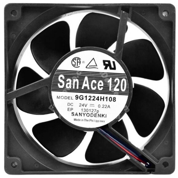 Sanyo Denki 9G1224H108 DC 24V 0.22A 2 Wires 12038 Axial Cooling Fan
