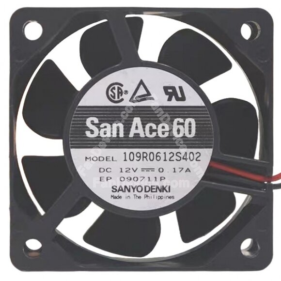 Sanyo Denki 109R0612S402 DC 12V 0.17A 2 Wires Axial Cooling Fan