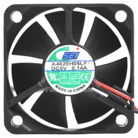 SEI A4020H05LF DC 5V 0.14A 2 Wires Axial Cooling Fan