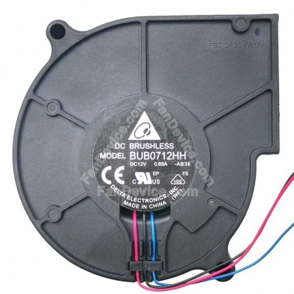 Delta BUB0712HH DC 12V 0.68A 3 Wires Brushless Blower Cooling Fan