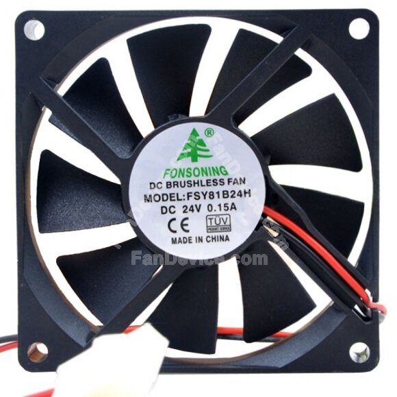 FONSONING FSY81B24H DC 24V 0.15A 2 Wires Brushless Axial Cooling Fan