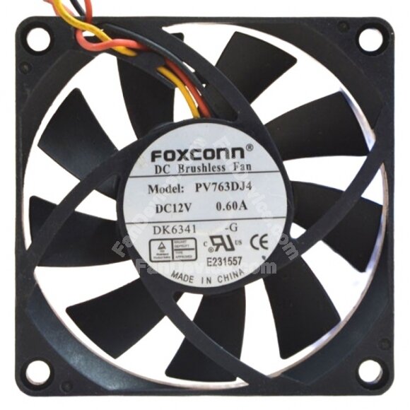 Foxconn PV763DJ4 12V 0.60A 2 / 3 Wires DC Brushless Axial Cooling Fan