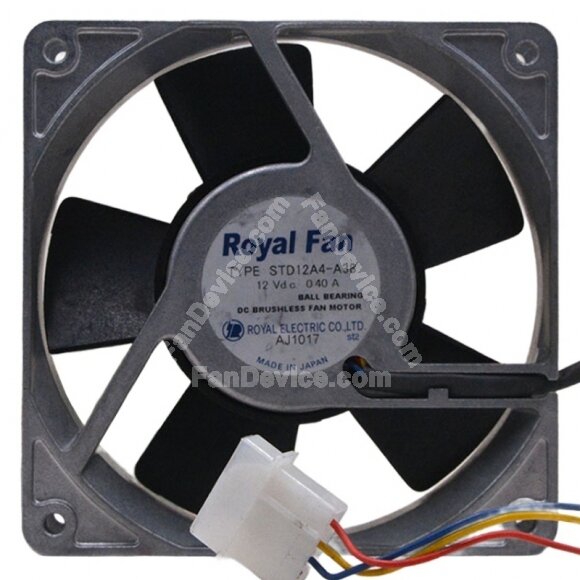 Royal Fan STD12A4-A38 DC 12V 0.40A Ball Bearing Axial Cooling Fan