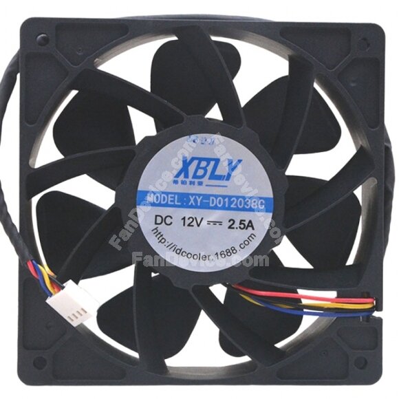 XBLY XY-D012038C DC 12V 2.5A 2 Wires / 3 Wires / 4 Wires Axial Cooling Fan
