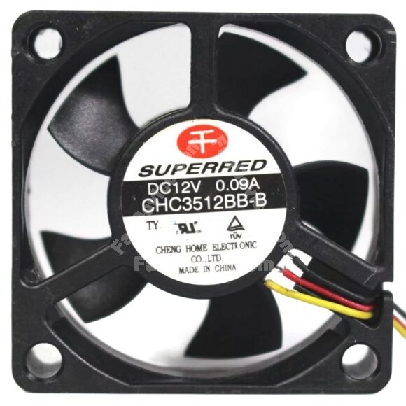 SuperRed CHC3512BB-B DC 12V 0.09A 3 Wires Axial Cooling Fan