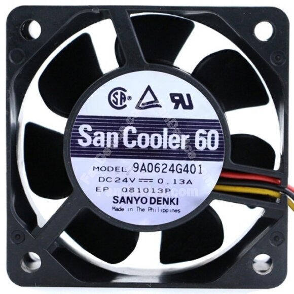 Sanyo Denki 9A0624G401 DC 24V 0.13A 2 / 3 Wires Axial Cooling Fan