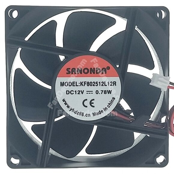 SANONDA KF802512L12R DC 12V 0.78W 2 Wires Axial Cooling Fan