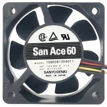 Sanyo Denki 109R0612H4011 DC 12V 0.11A 3 Wires 6025 Axial Cooling Fan