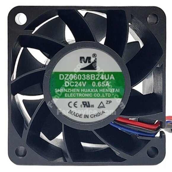 YM DZ06038B24UA DC 24V 0.65A 2 Wires Axial Cooling Fan