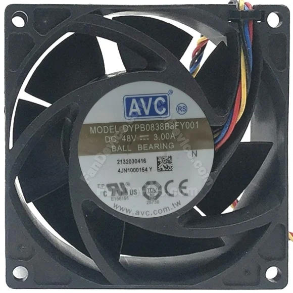 AVC DYPB0838B8FY001 DC 48V 3.00A 4 Wires Ball Bearing PWM Cooling Fan