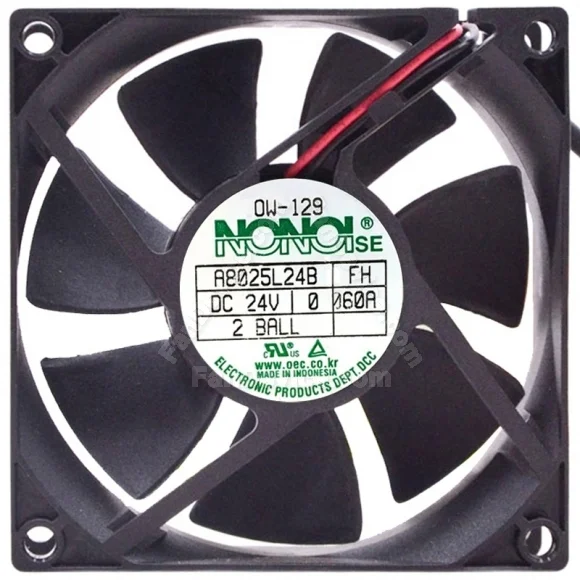 NONOIse A8025L24B-FH DC 24V 0.60A 2 Wires Ball Bearing Cooling Fan