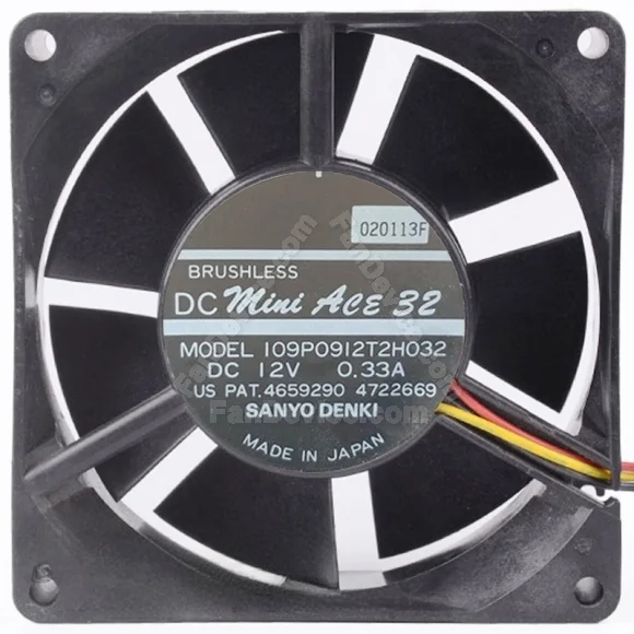 Sanyo 109P0912T2H032 12V 0.33A DC Brushless 3 Wires Axial Cooling Fan
