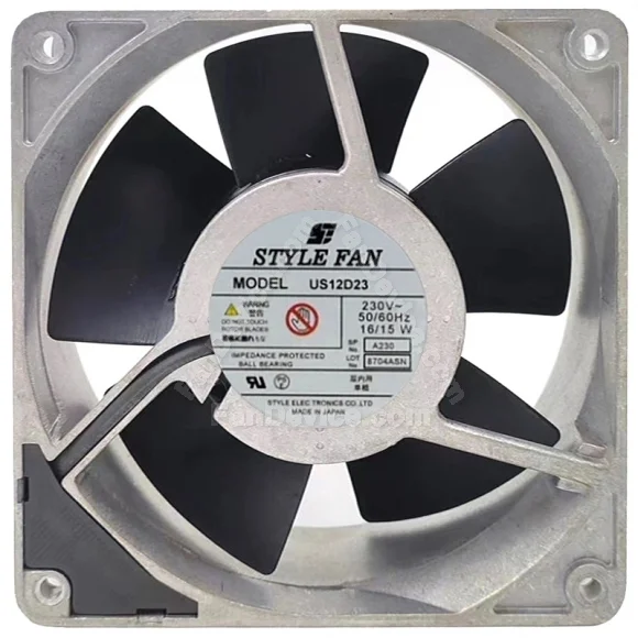 STYLE FAN US12D23 230V 16/15W Ball Bearing Impedance Protected Cooling Fan