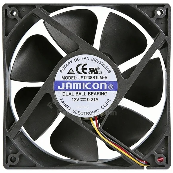 JAMICON JF1238B1LM-R 12V 0.21A 3 Wires Dual Ball Bearing Cooling Fan