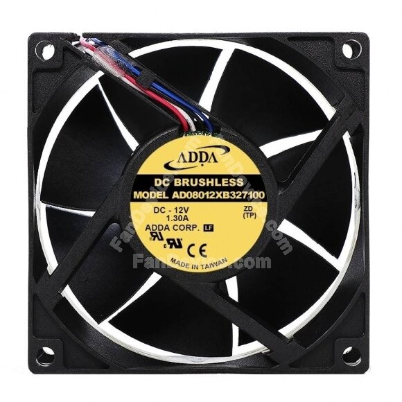 ADDA AD08012XB327100 DC 12V 1.30A 2 Wires / 3 Wires / 4 Wires Axial Cooling Fan
