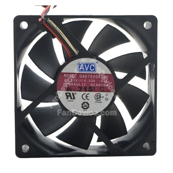 AVC DA07020R12H DC 12V 0.33A 3 Wires Axial Cooling Fan