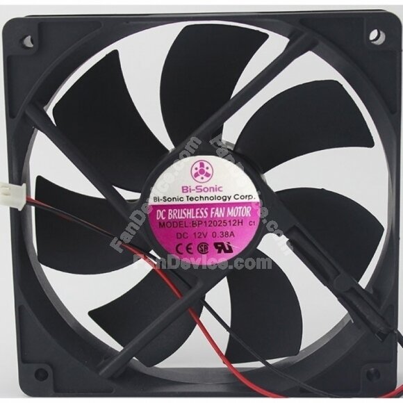 Bi-Sonic BP1202512H DC 12V 0.38A 2 Wires Axial Cooling Fan