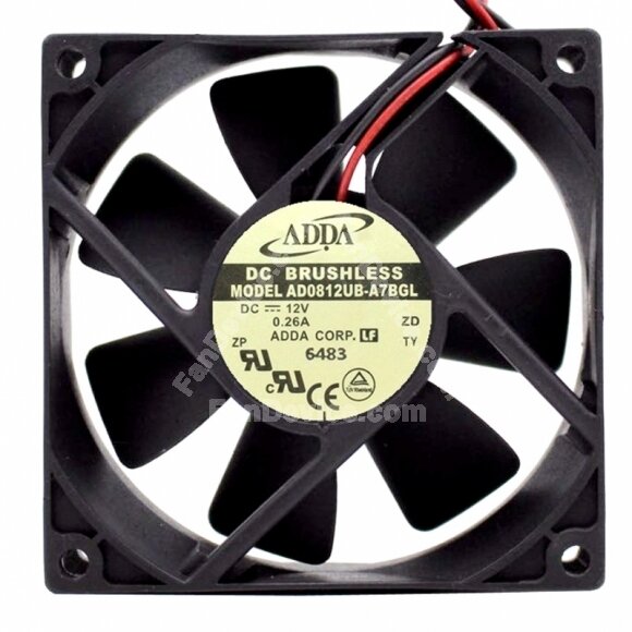 ADDA AD0812UB-A7BGL DC 12V 0.26A 2 Wires / 3 Wires / 4 Wires Axial Cooling Fan