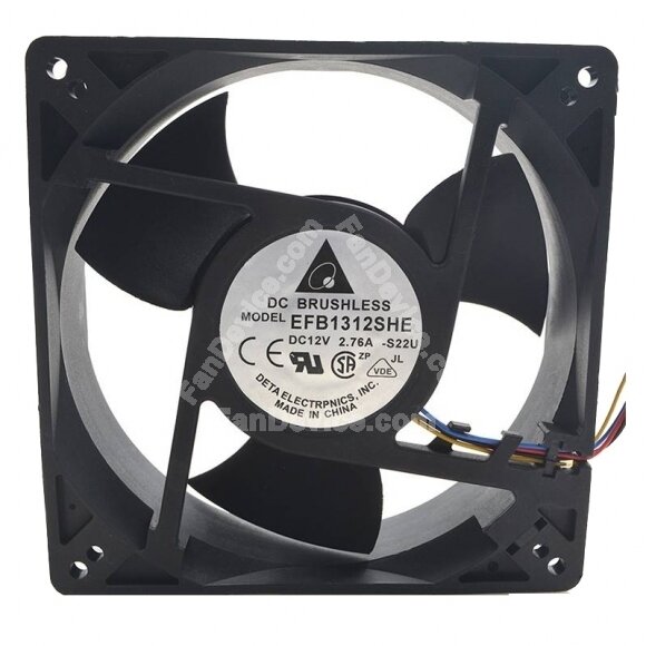 Delta EFB1312SHE DC 12V 2.76A 2 Wires / 3 Wires Axial Cooling Fan
