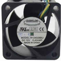 EVERFLOW R124028BU DC 12V 0.4A 4 Wires Axial Cooling Fan