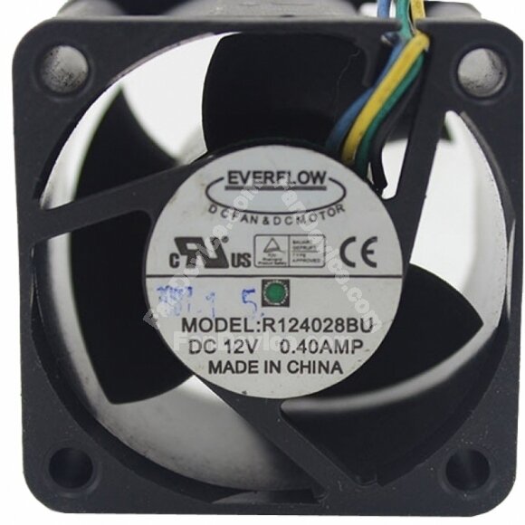 EVERFLOW R124028BU DC 12V 0.4A 4 Wires Axial Cooling Fan