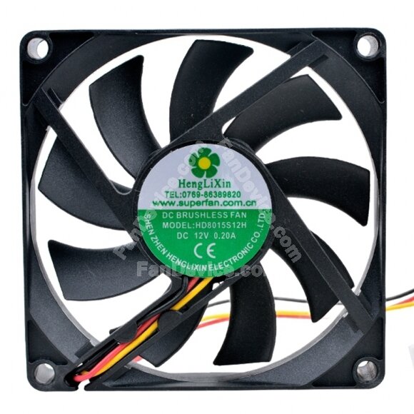 HengLiXIn HD8015S12H DC 12V 0.20A 8015 Axial Brushless Cooling Fan