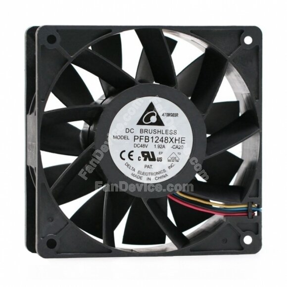 Delta PFB1248XHE DC 48V 1.92A 2 Wires / 3 Wires / 4 Wires Axial Cooling Fan