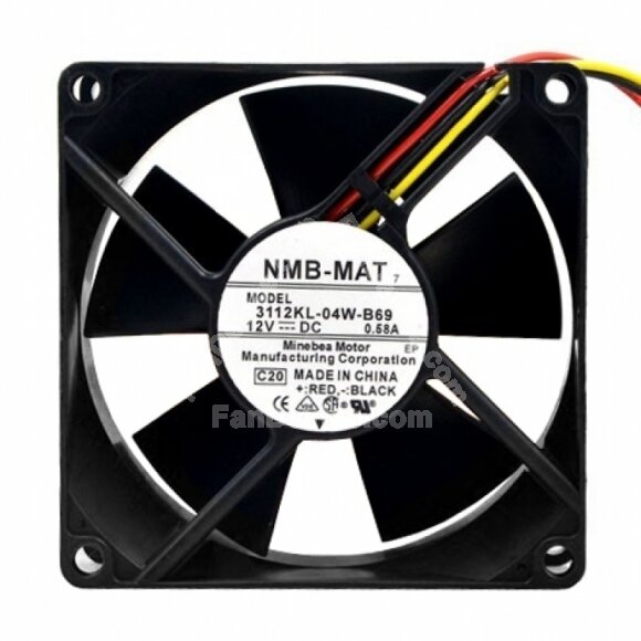 NMB-MAT 3112KL-04W-B69 DC 12V 0.58A 2 Wires / 3 Wires Axial Cooling Fan