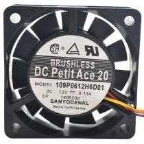Sanyo Denki 109P0612H6D01 DC 12V 0.13A 6015 Axial Brushless Cooling Fan
