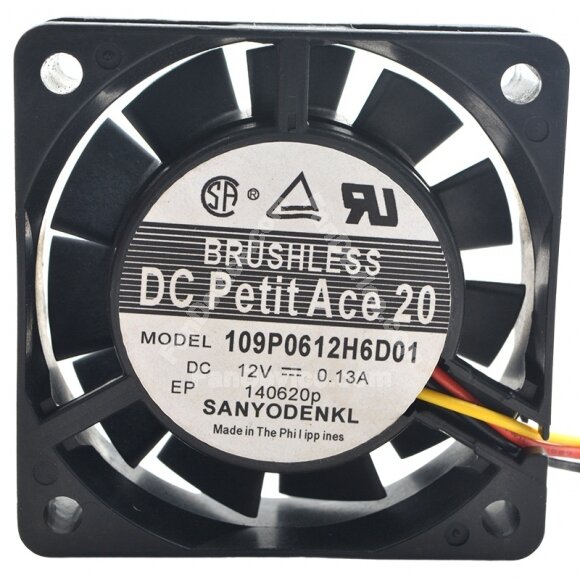 Sanyo Denki 109P0612H6D01 DC 12V 0.13A 6015 Axial Brushless Cooling Fan
