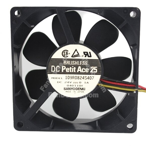 Sanyo Denki 109R0824S407 DC 24V 0.1A 8025 Axial Brushless Cooling Fan