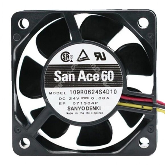 Sanyo Denki 109R0624S4D10 DC 24V 0.08A 6025 Axial Cooling Fan