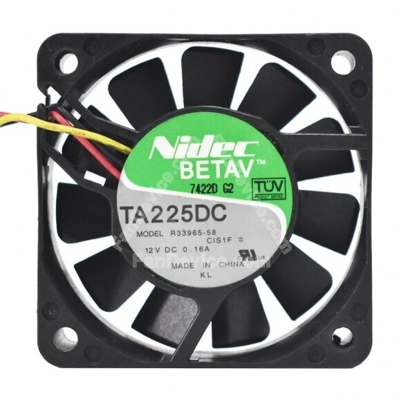 Nidec TA225DC R33965-58 CIS1F DC 12V 0.16A 2 Wires / 3 Wires Axial Cooling Fan
