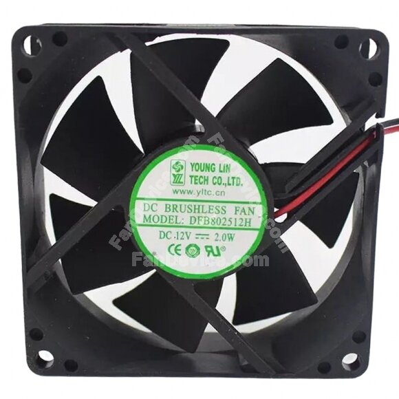 YOUNG LIN DFB802512H DC 12V 2.0W 8025 Brushless Axial Cooling Fan